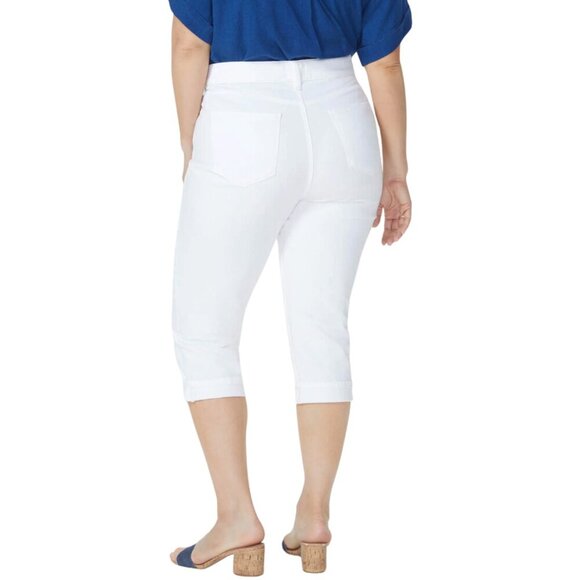NWT NYDJ Marilyn Straight Crop Jeans w/ Cuffs in Optic White - Picture 8 of 8
